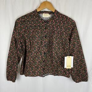 Nation LTD Paisley Pintuck Crop French Quarter Floral Long Sleeve Shirt Size XS